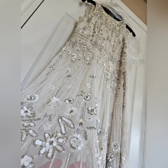 Ivory & White Beaded Gown - Picture 6 of 16